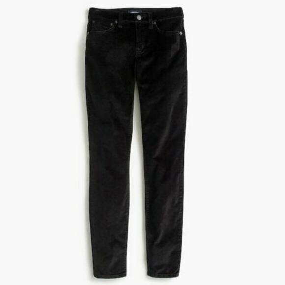J. Crew Black Velvet 9" High Rise Toothpick Jeans - Picture 2 of 8